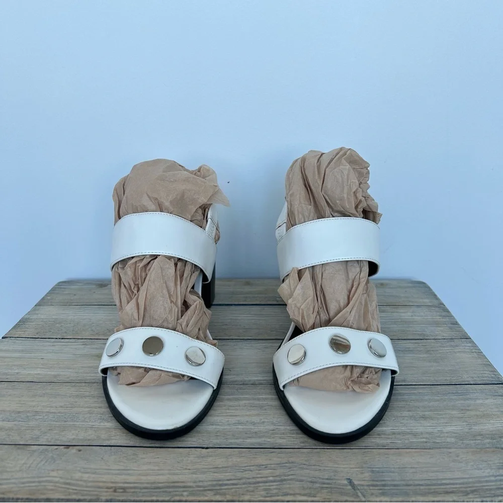 White Calvin Klein Block Heel Sandal Heels - Picture 3 of 10